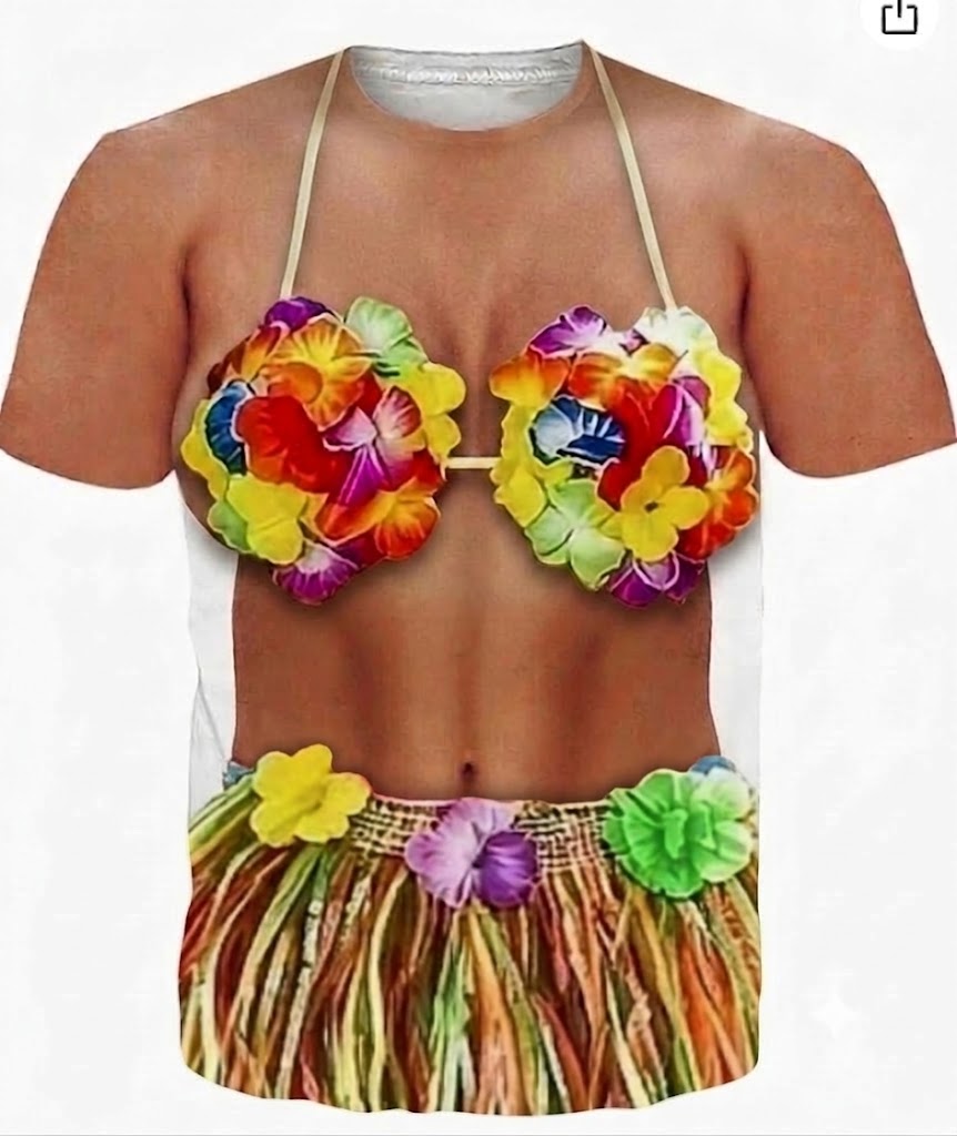Polynesian Funny Women Shirt Flowers Necklace Grass Skirt Style Printed T Shirt For Her