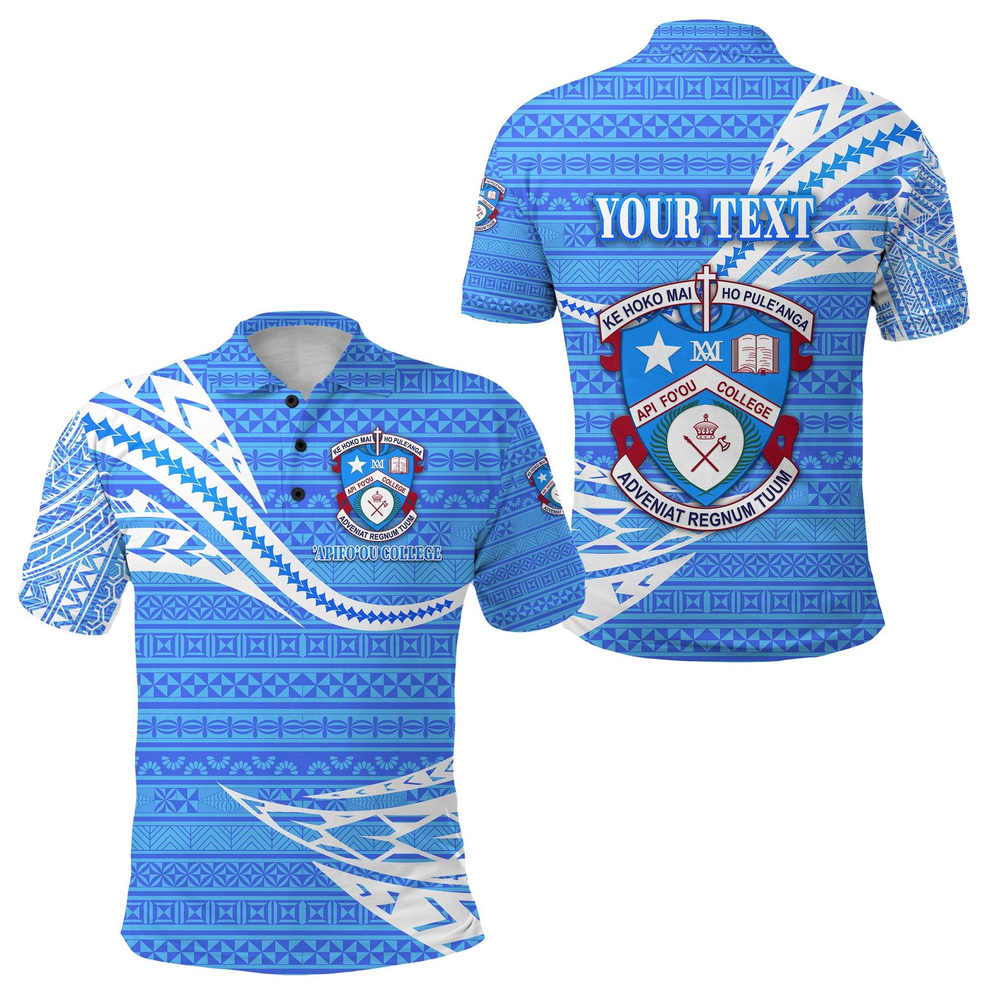 Custom Personalised ‘Apifo’ou College Polo Shirt Tonga Unique Version - Blue