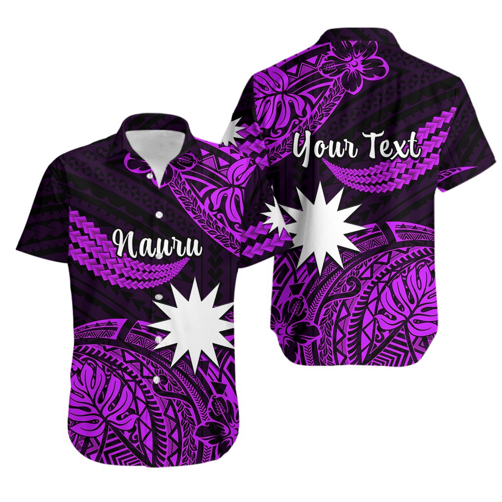 Custom Personalised Nauru Polynesian Hibiscus Naoero Purple Hawaiian Shirt