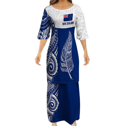 New Zealand Map Matching Outfit For Couple NZ Pattern Blue Dress And Hawaiian Shirt