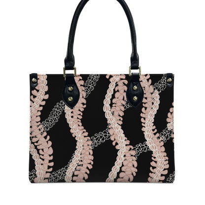 Tropical Puakenikeni Hawaiian Flower Lei Leather Black Handbag Gift For Her