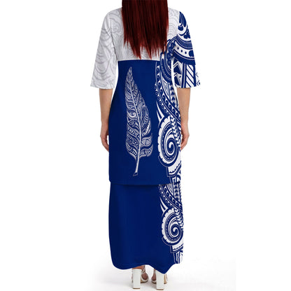 New Zealand Map Matching Outfit For Couple NZ Pattern Blue Dress And Hawaiian Shirt