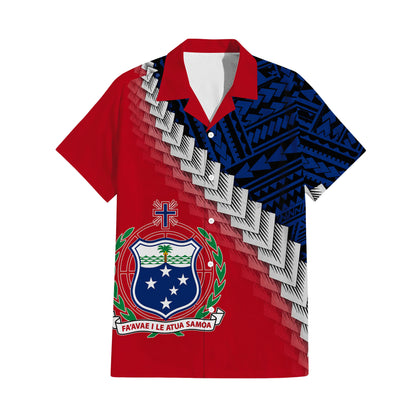 Samoa Coat Of Arms Outfit Matching Polynesian Tribal Pattern Dress And Hawaiian Shirt