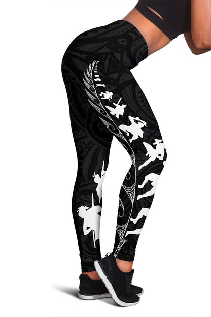 New Zealand Maori Haka Fern Leggings Black
