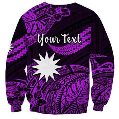 Custom Personalised Nauru Polynesian Hibiscus Naoero Purple Sweatshirt