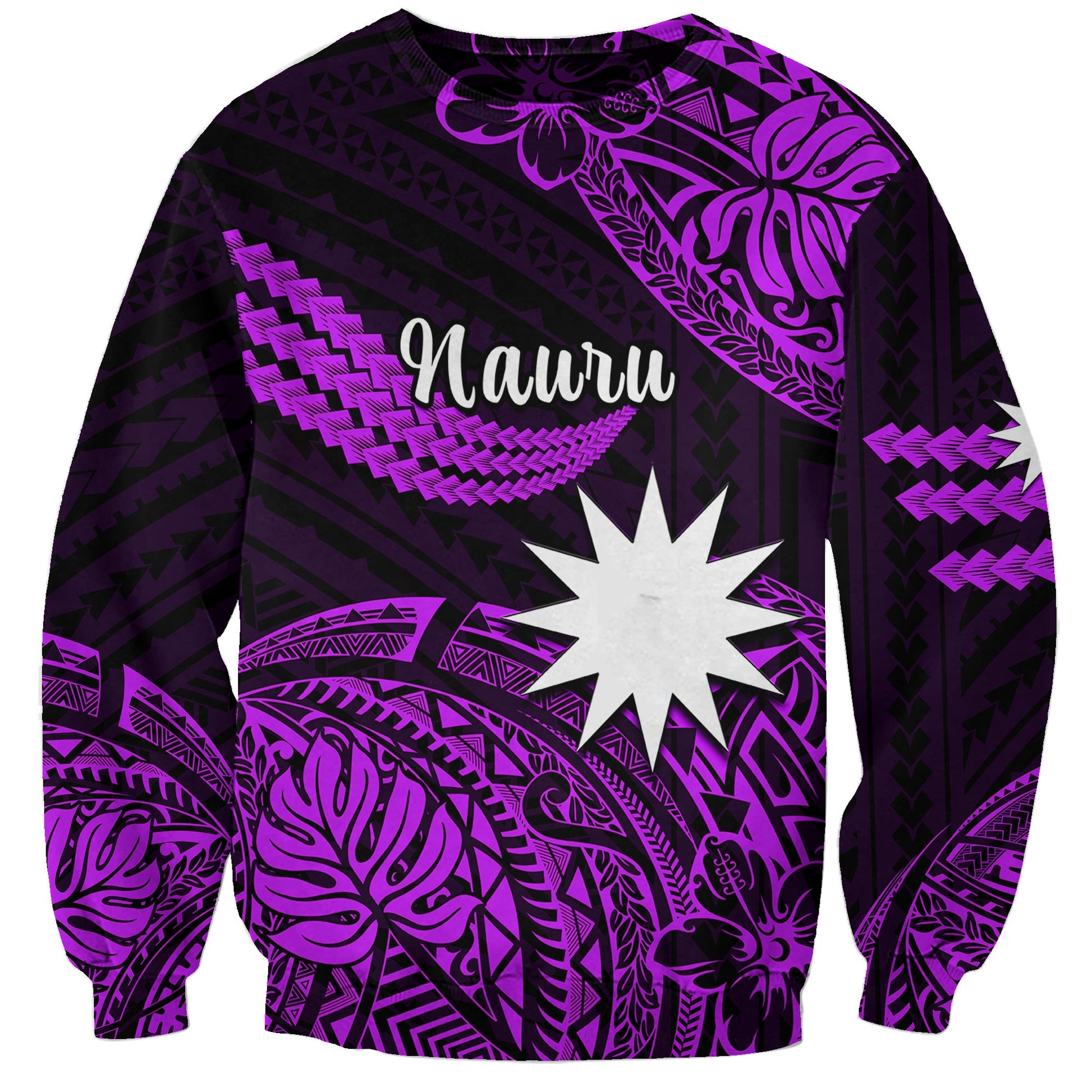 Custom Personalised Nauru Polynesian Hibiscus Naoero Purple Sweatshirt