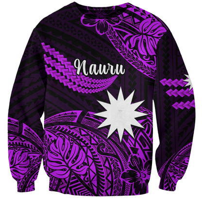 Custom Personalised Nauru Polynesian Hibiscus Naoero Purple Sweatshirt