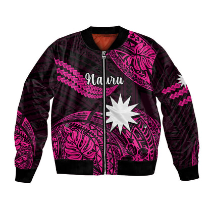 (Custom Personalised) Nauru Polynesian Hibiscus Naoero Pink Bomber Jacket