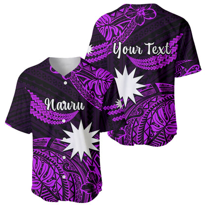 (Custom Personalised) Nauru Polynesian Hibiscus Naoero Purple Baseball Jersey