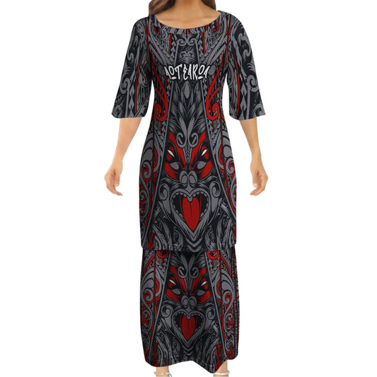 New Zealand Aotearoa Matching Outfit For Couple NZ Mask Pattern Dress And Hawaiian Shirt