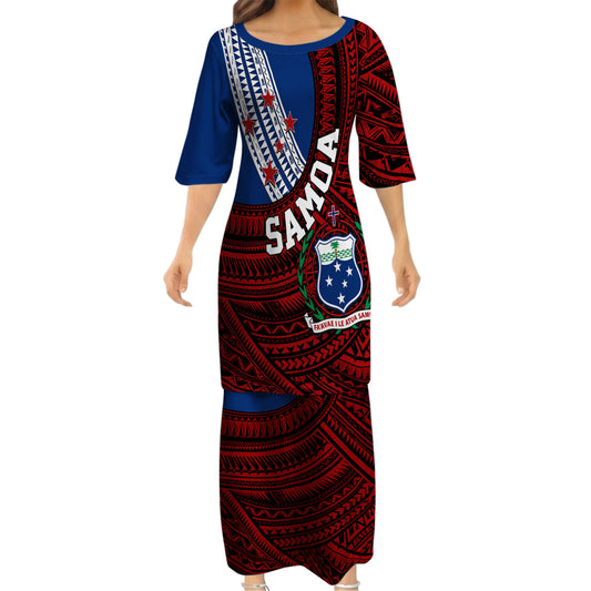 Samoa Coat Of Arms Outfit Matching Polynesian Tribal Pattern Dress And Hawaiian Shirt For Him Her