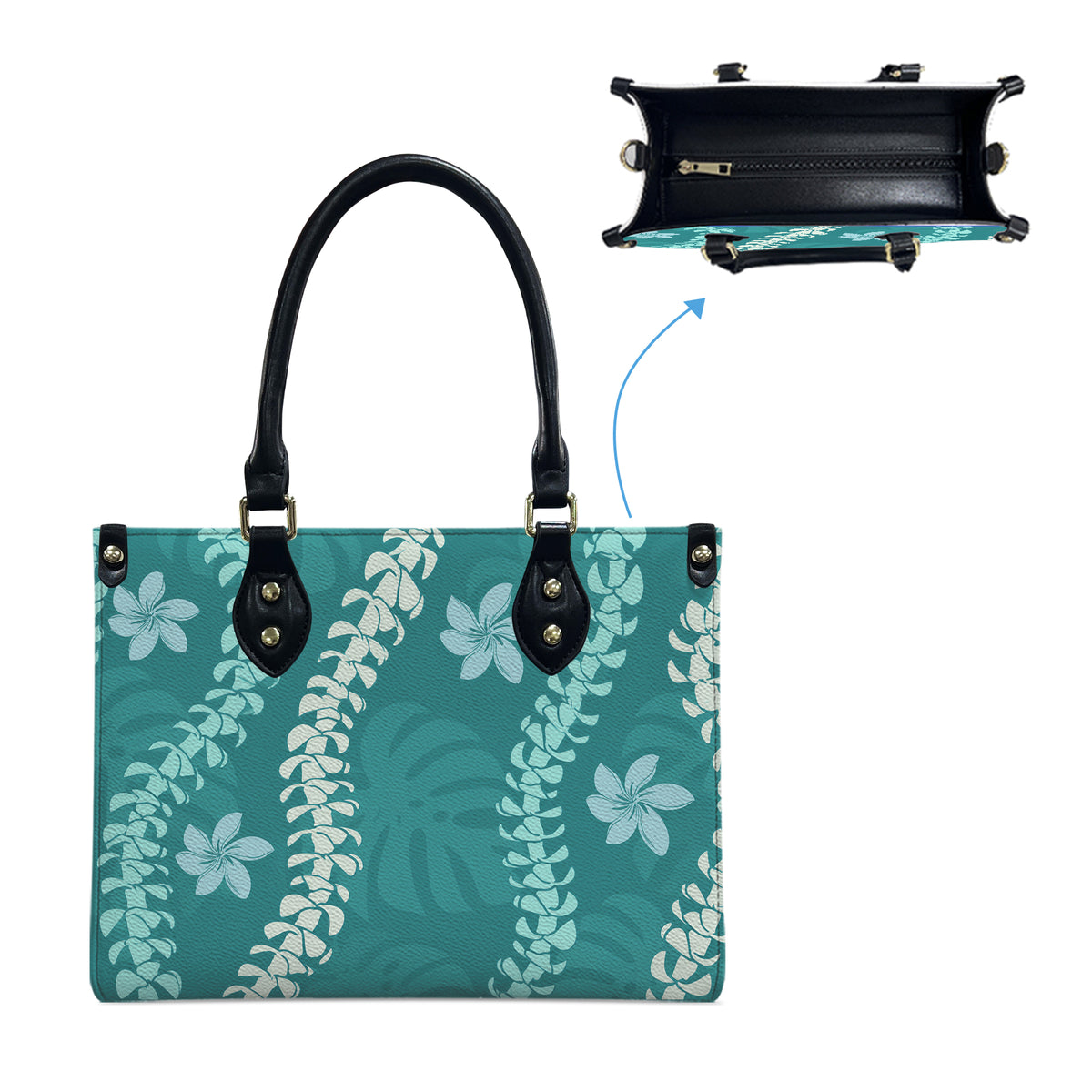 Tropical Vibe Puakenikeni Hawaiian Flower Lei Leather Handbag Gift For Her