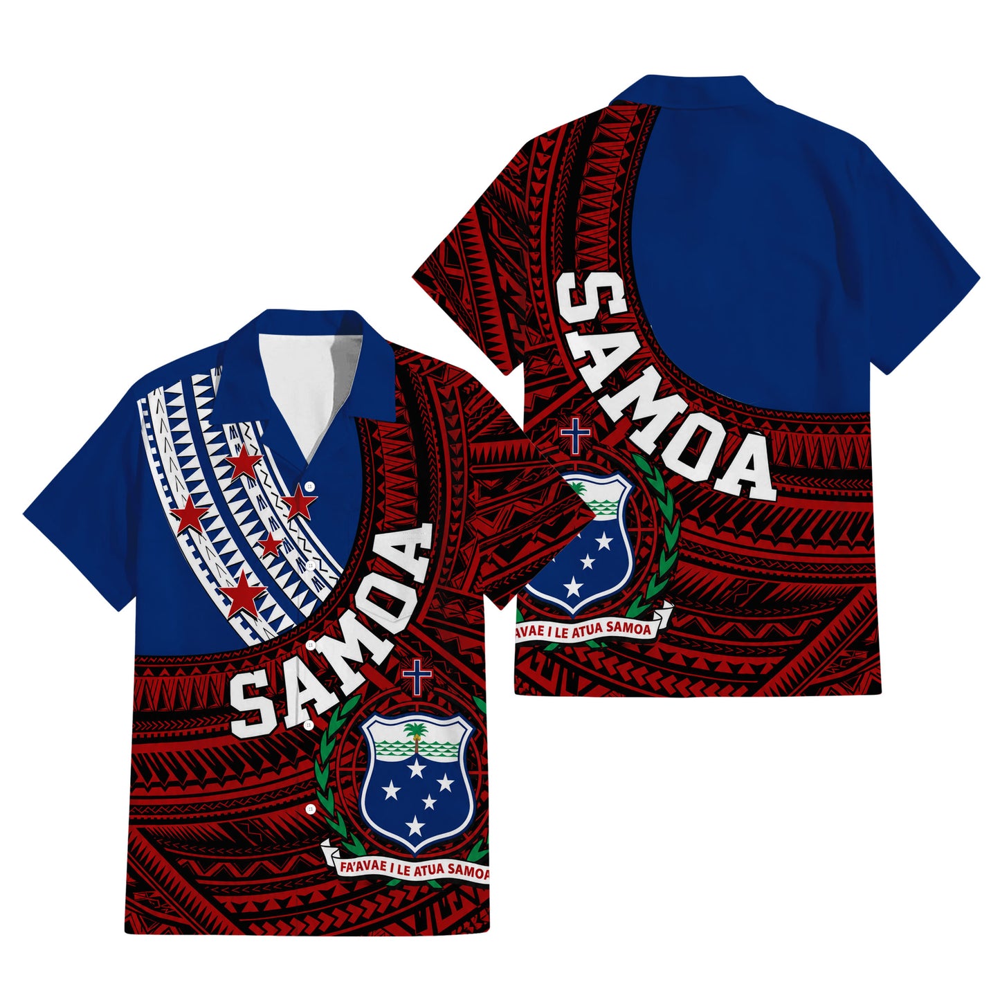 Samoa Coat Of Arms Outfit Matching Polynesian Tribal Pattern Dress And Hawaiian Shirt For Him Her
