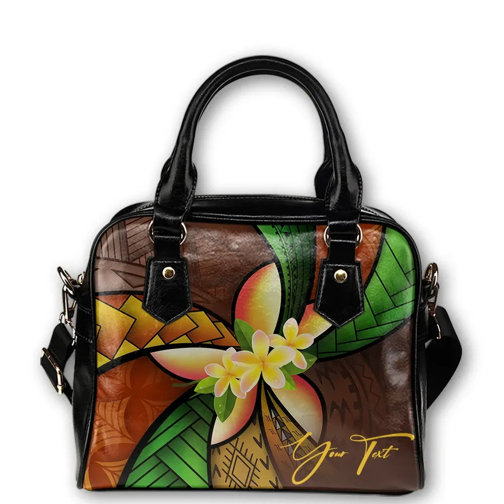 Custom Shoulder Handbag Polynesian Plumeria Personal Signature