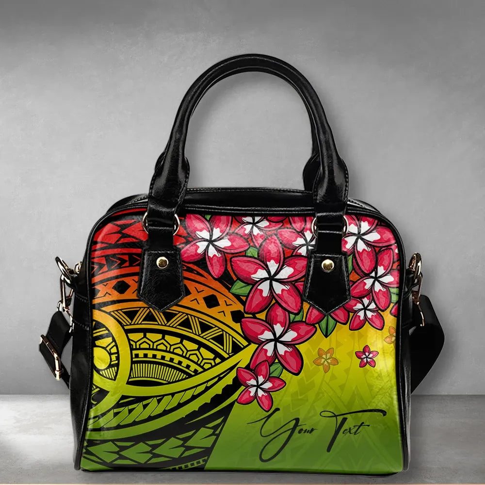 Custom Polynesian Plumeria Reggae Shoulder Handbag Personal Signature
