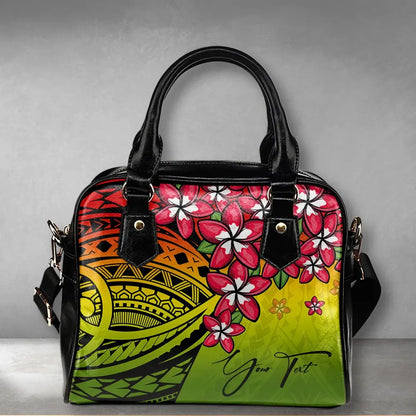 Custom Polynesian Plumeria Reggae Shoulder Handbag Personal Signature