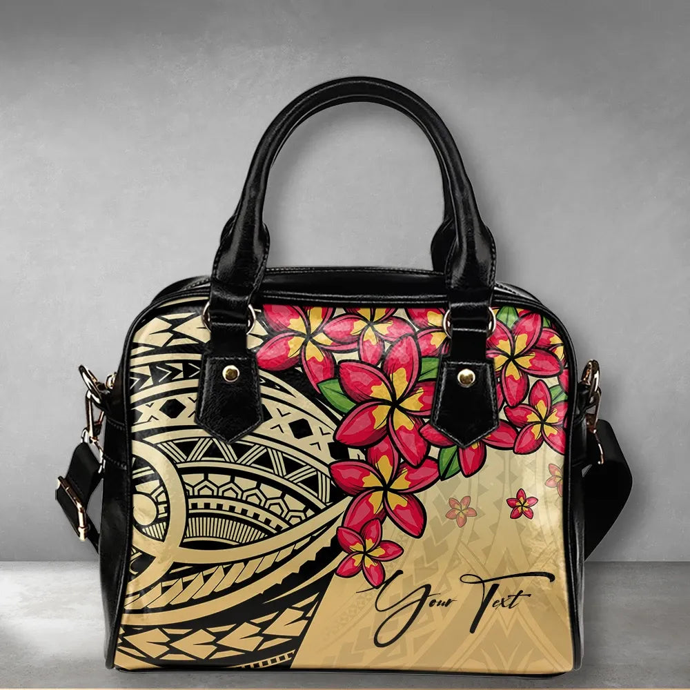 Custom Polynesian Plumeria Gold Shoulder Handbag Personal Signature