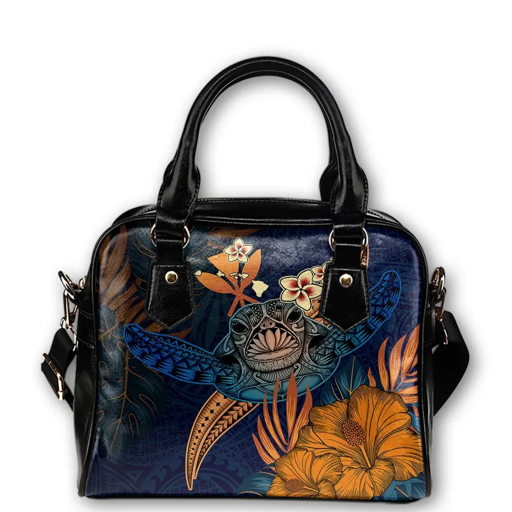 Kanaka Maoli Hawaiian Shoulder Handbag Polynesian Turtle Hibiscus
