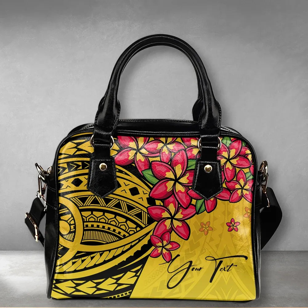 Custom Polynesian Plumeria Yellow Shoulder Handbag Personal Signature