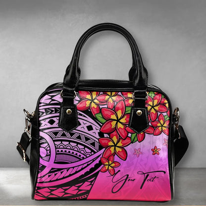 Custom Polynesian Plumeria Pink Shoulder Handbag Personal Signature