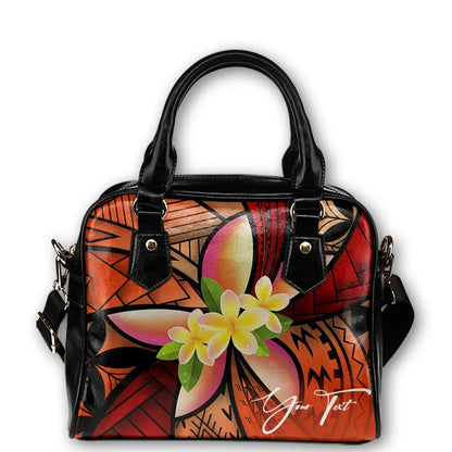 Custom Shoulder Handbag Polynesian Plumeria Personal Signature Red