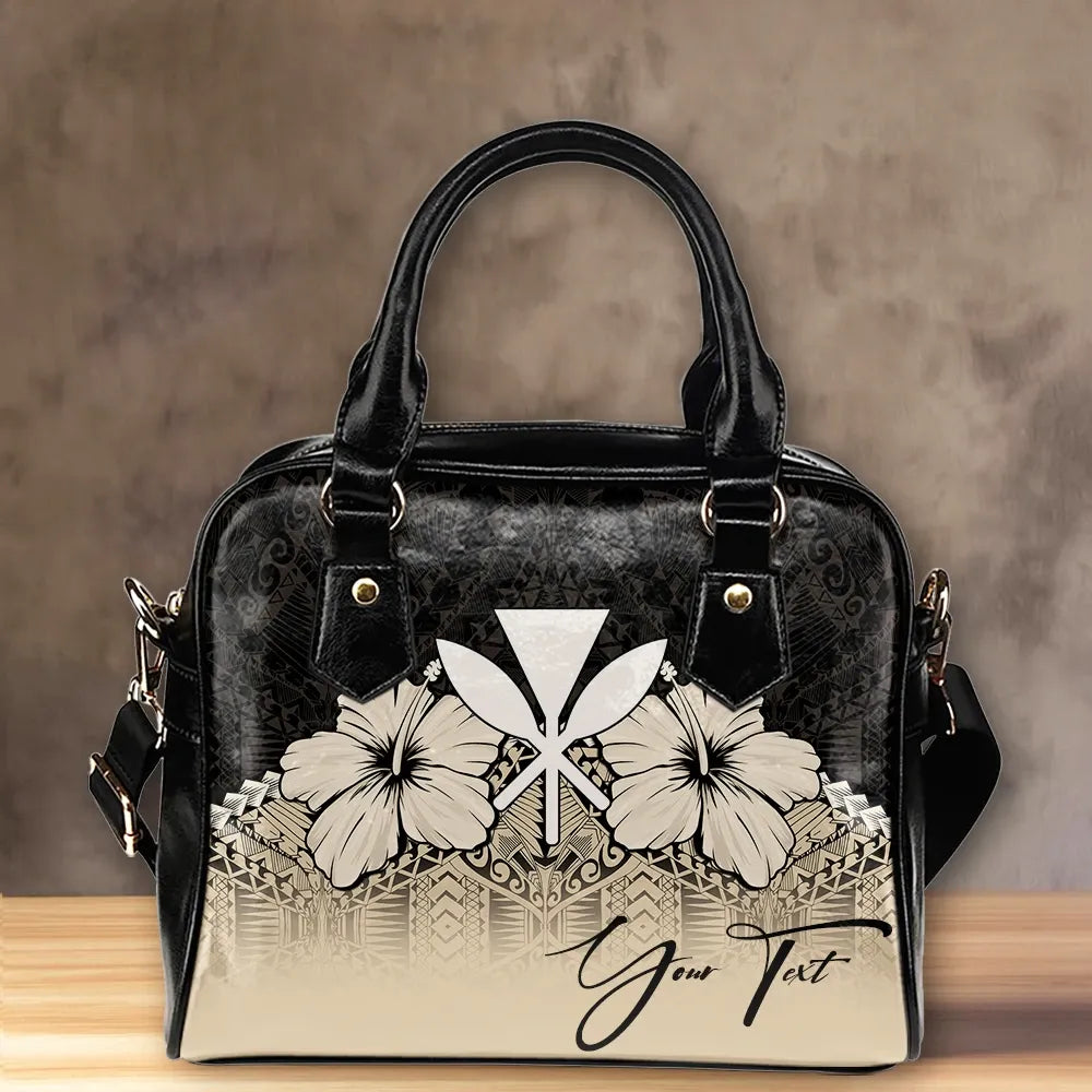 Custom Kanaka Maoli Hawaiian Shoulder Handbag Hibiscus Personal Signature