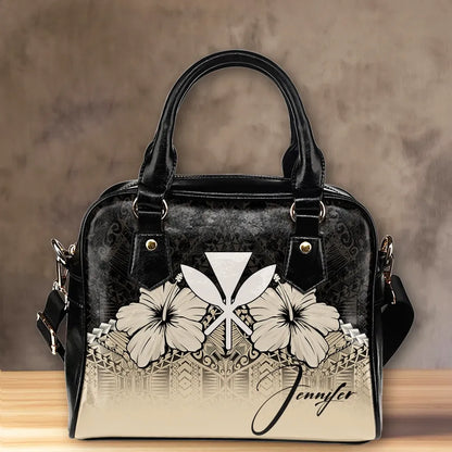 Custom Kanaka Maoli Hawaiian Shoulder Handbag Hibiscus Personal Signature