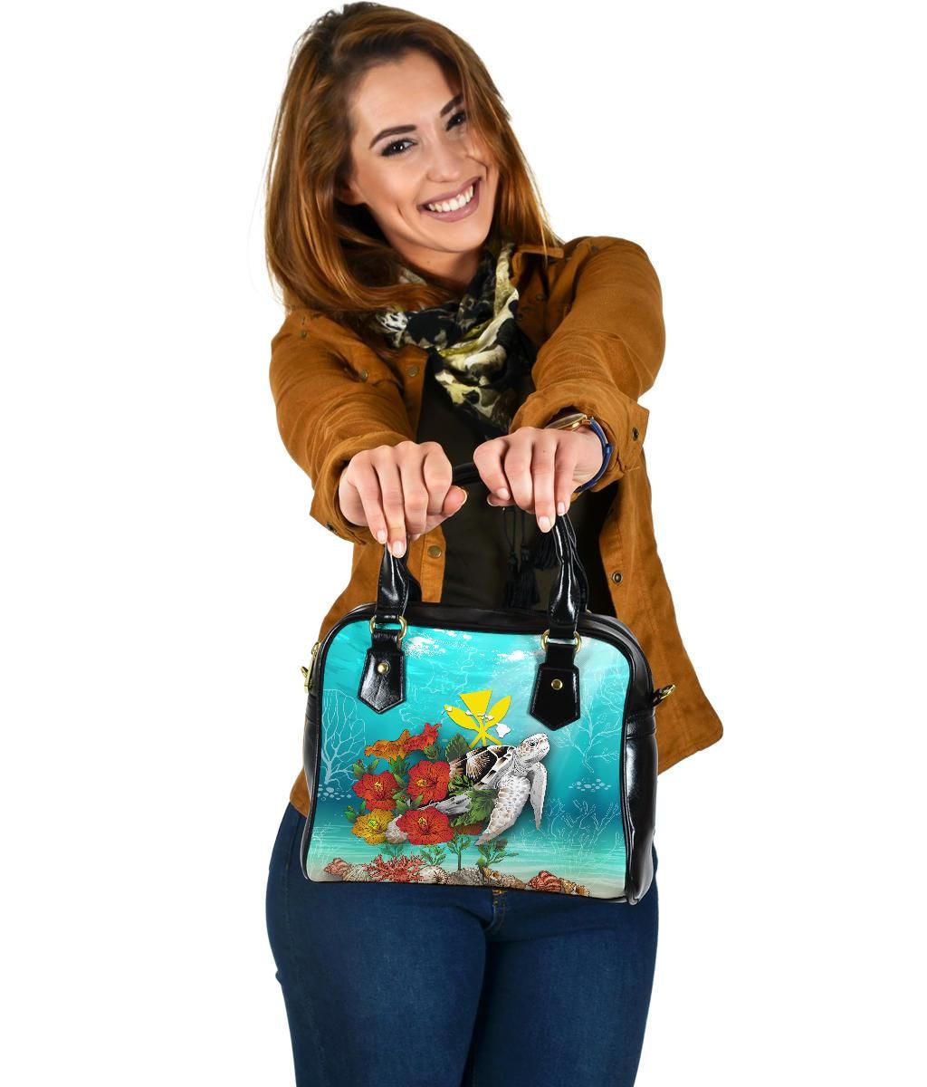 Kanaka Maoli Hawaiian Shoulder Handbag Ocean Turtle Hibiscus