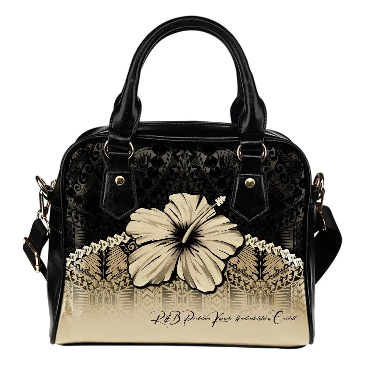 R&B Productions Karaoke #Nothinbutaloha Crickett Custom Polynesian Hibiscus Shoulder Handbag 01