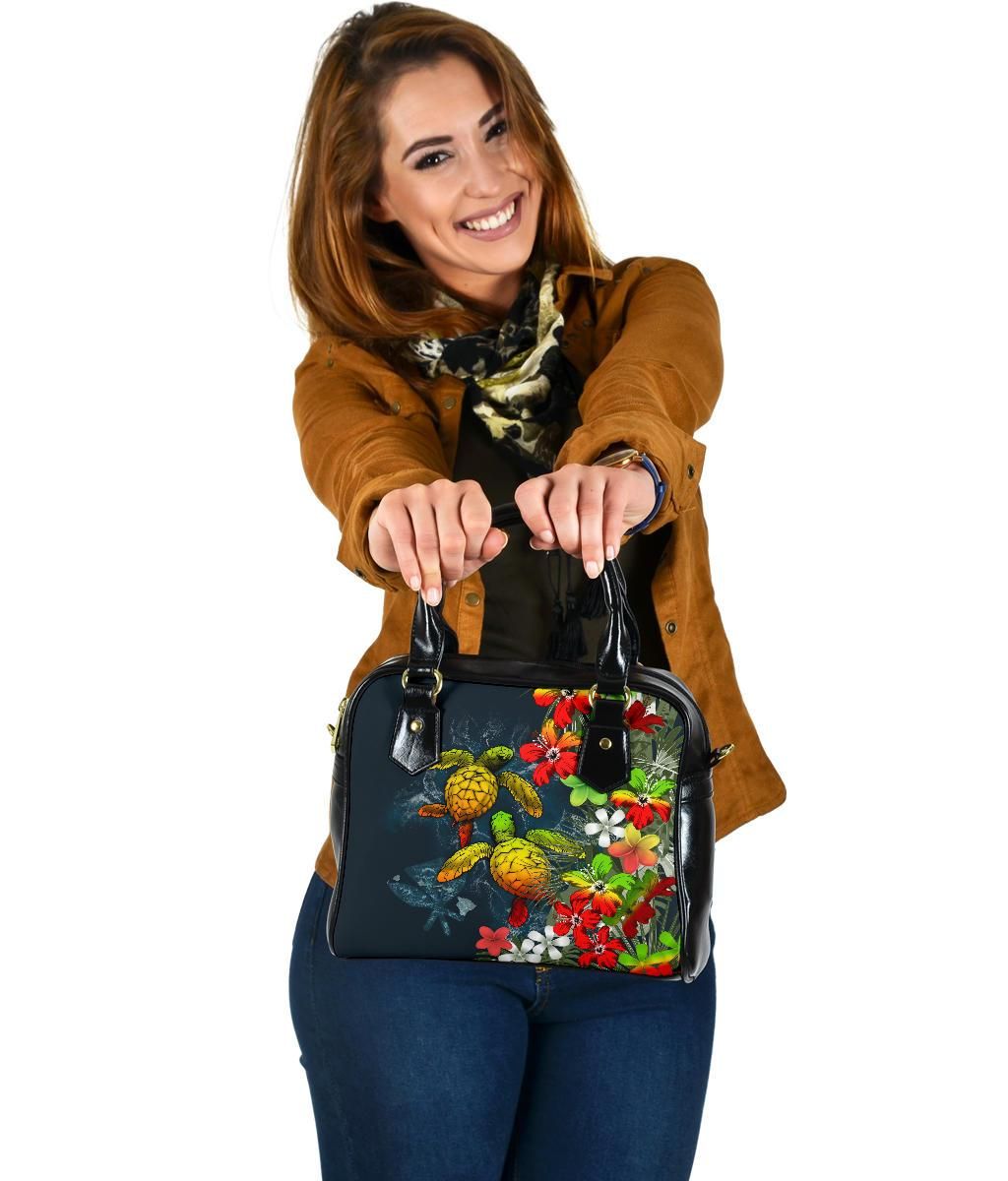 Kanaka Maoli Hawaiian Shoulder Handbag Sea Turtle Tropical Hibiscus And Plumeria Reggae
