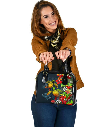 Kanaka Maoli Hawaiian Shoulder Handbag Sea Turtle Tropical Hibiscus And Plumeria Reggae