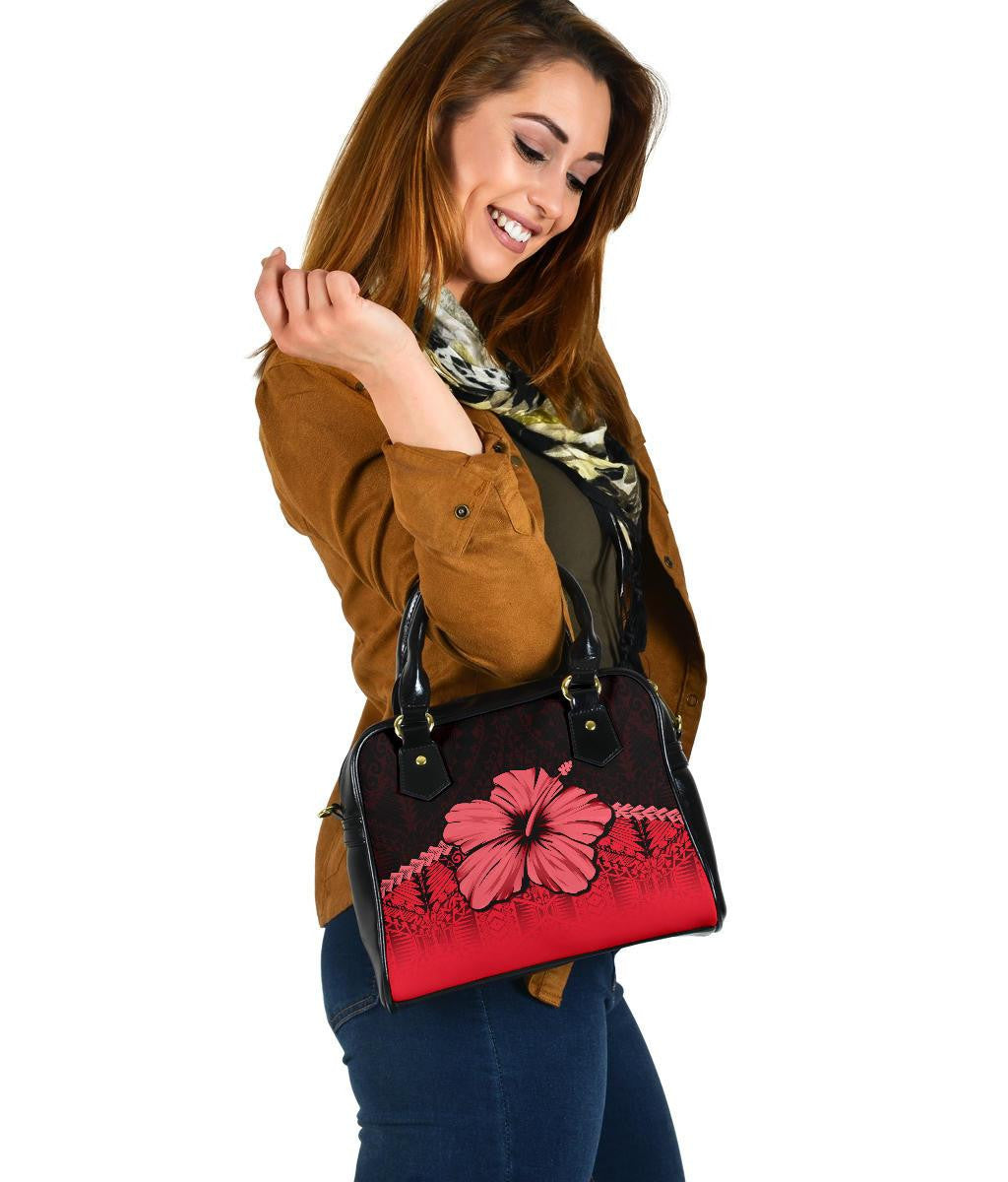 Polynesian Shoulder Handbag Hibiscus Red