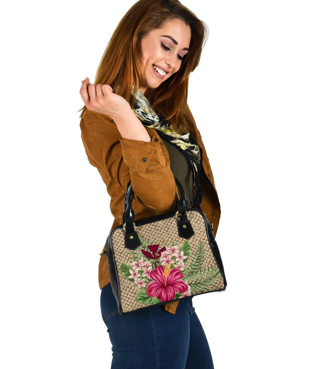 Kanaka Maoli Hawaiian Shoulder Handbag Lauhala Hibiscus And Plumeria