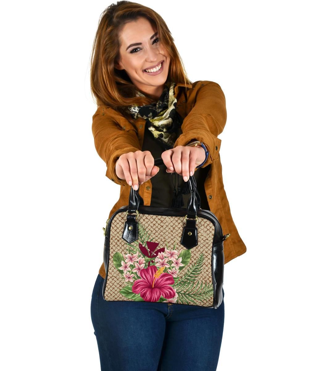 Kanaka Maoli Hawaiian Shoulder Handbag Lauhala Hibiscus And Plumeria