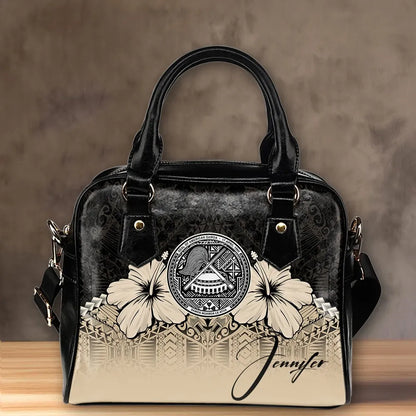 Custom American Samoa Shoulder Handbag Hibiscus Personal Signature
