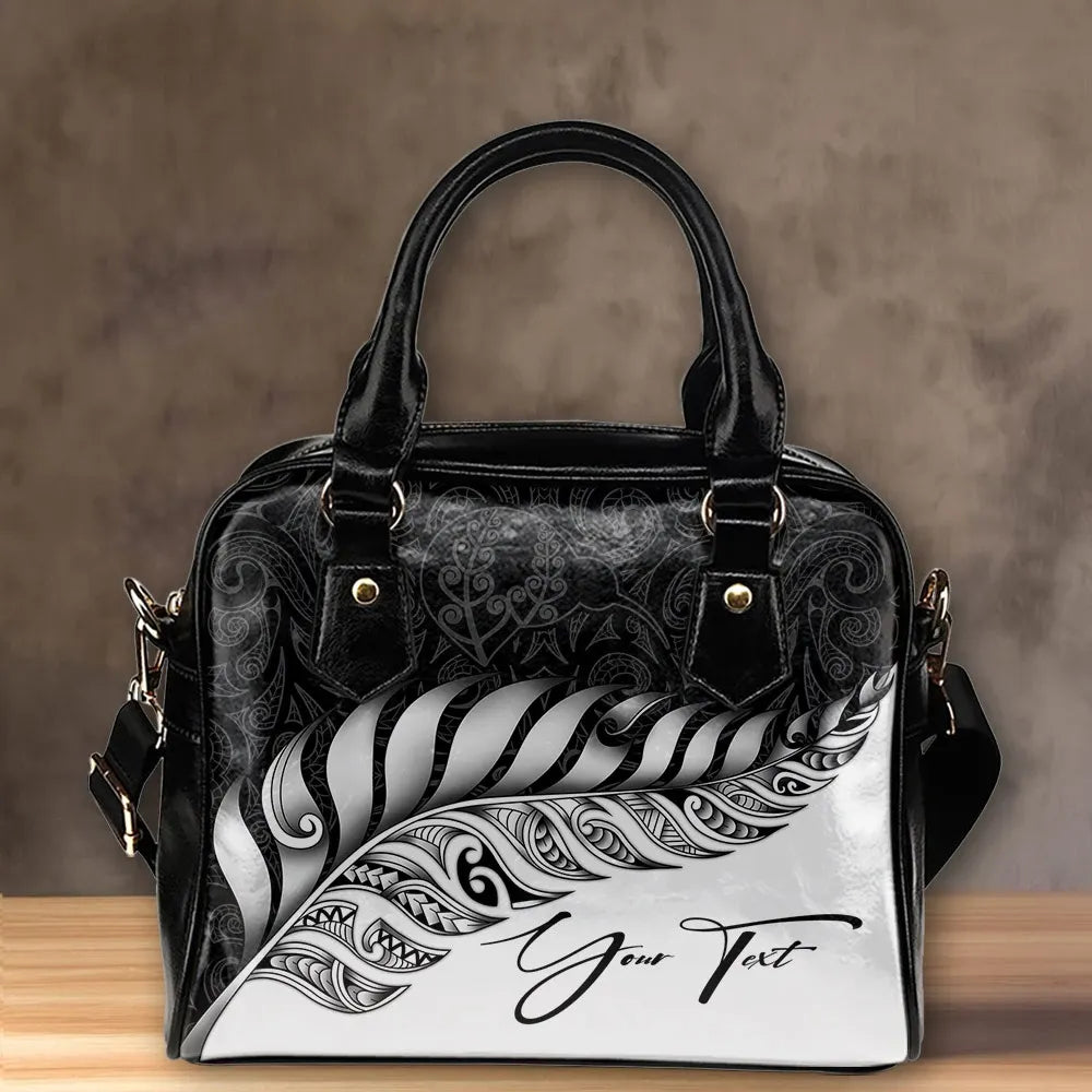 Custom New Zealand Shoulder Handbag Silver Fern Kiwi Personal Signature