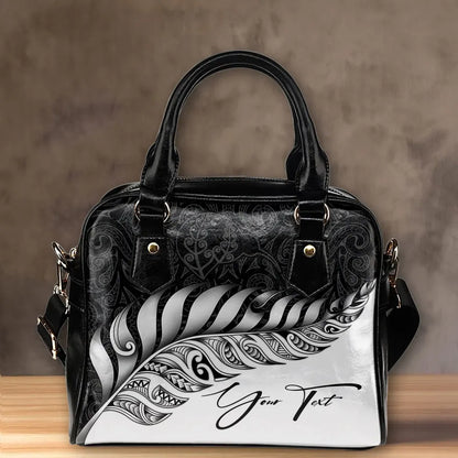 Custom New Zealand Shoulder Handbag Silver Fern Kiwi Personal Signature