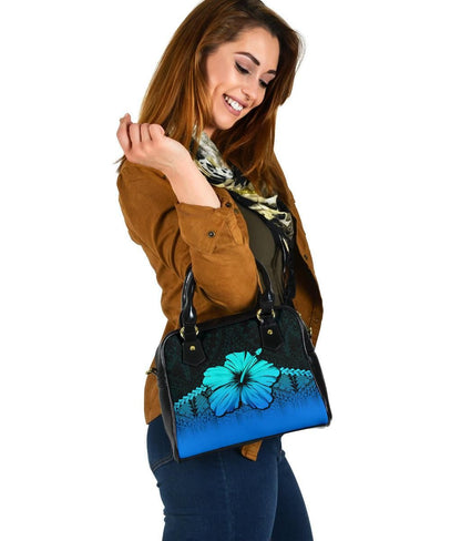 Polynesian Shoulder Handbag Hibiscus Blue
