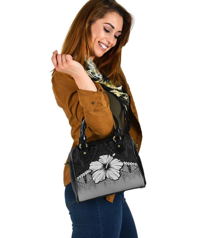 Polynesian Shoulder Handbag Hibiscus Gray
