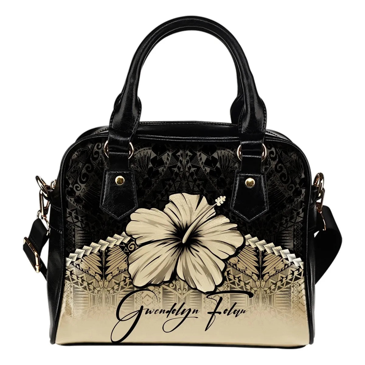 Gwendolyn Folau Custom Polynesian Hibiscus Shoulder Handbag
