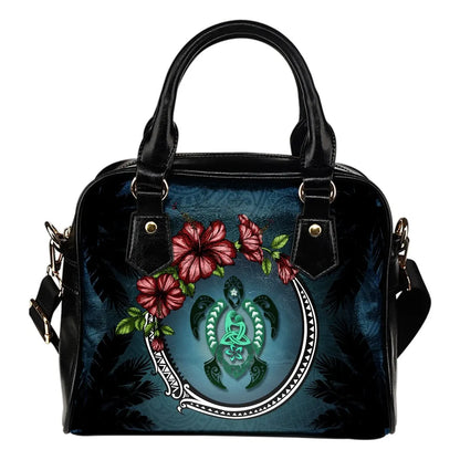 Kanaka Maoli Hawaiian Shoulder Handbag Polynesian Ohana Turtle Hibiscus Mother Son