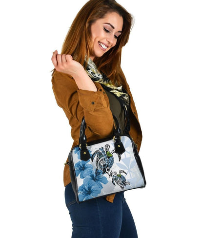 Hawaii Shoulder Handbag Polynesian Turtle Hibiscus Blue