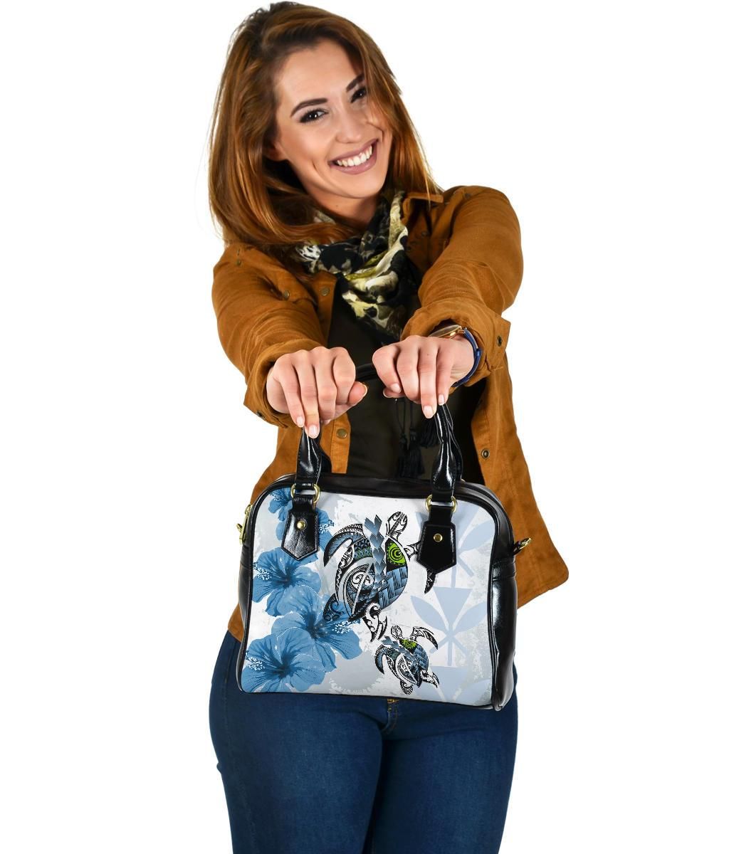 Hawaii Shoulder Handbag Polynesian Turtle Hibiscus Blue