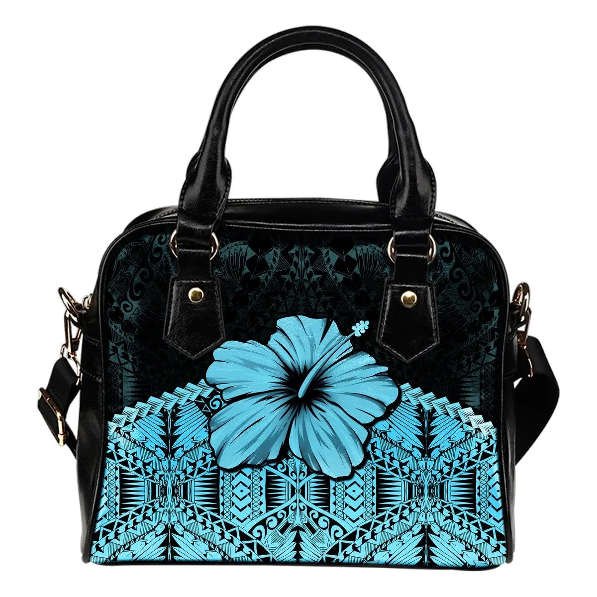 Polynesian Shoulder Handbag Blue Hibiscus