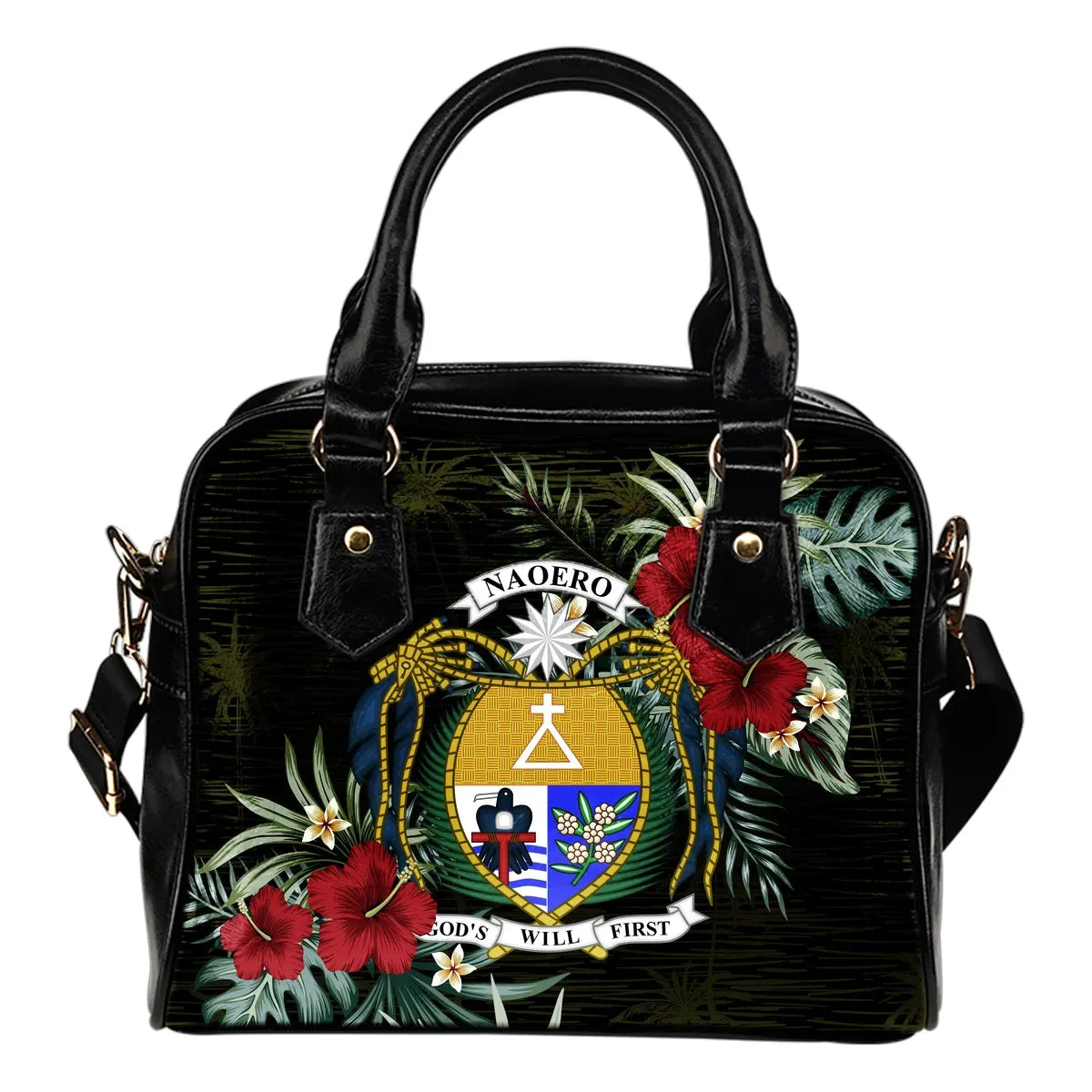 Nauru Hibiscus Shoulder Handbag