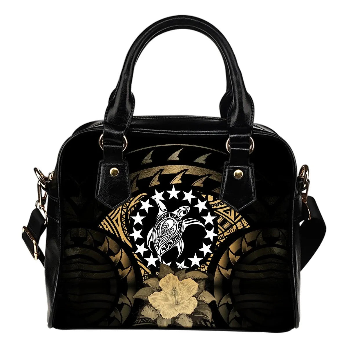 Cook Islands Shoulder Handbag Gold Hibiscus