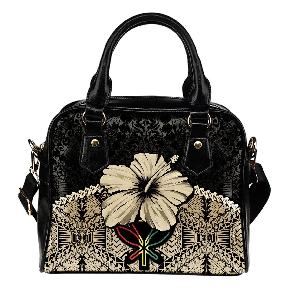 Hawaii Shoulder Handbag Hibiscus Gold