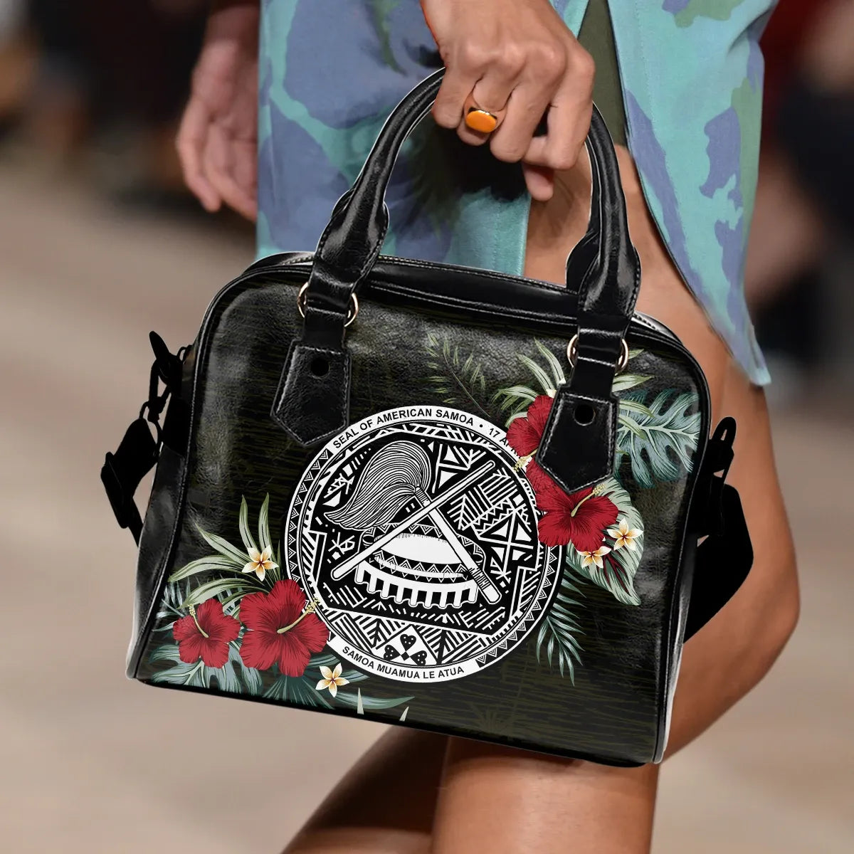 American Samoa Hibiscus Shoulder Handbag