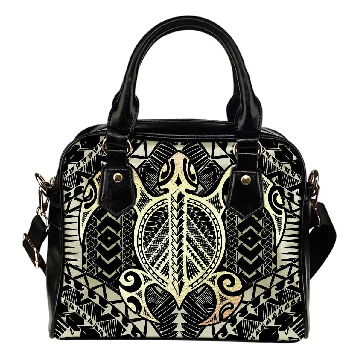 Polynesian Turtle Shoulder Handbag White