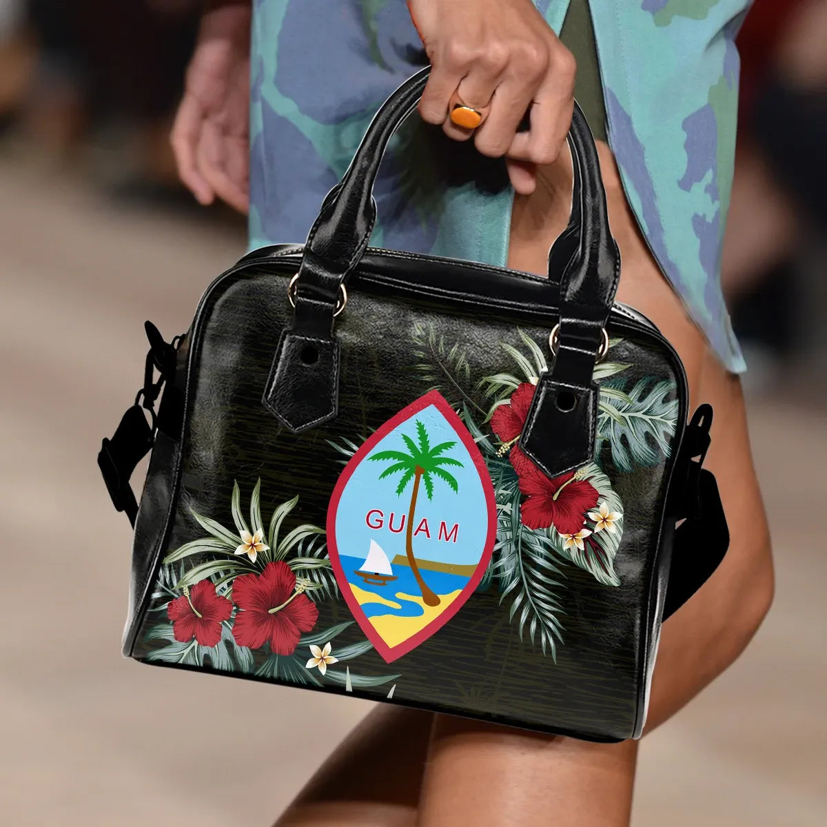 Guam Hibiscus Shoulder Handbag